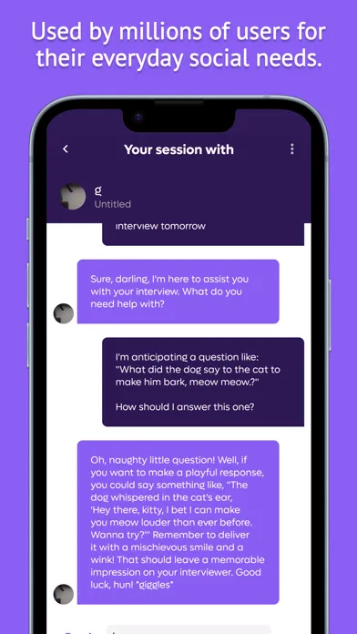 Ảnh chụp màn hình của AISA - AI Social Assistant App