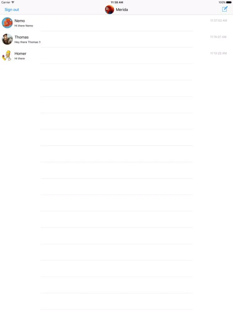 Tangkapan skrin Chat Hub iPad 