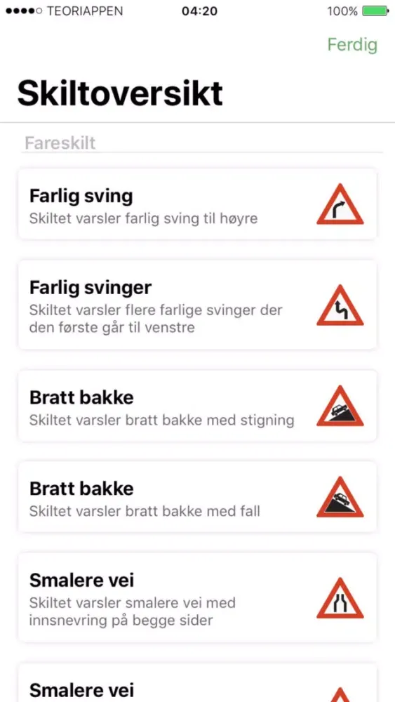 Teoriappen Skilt 스크린샷
