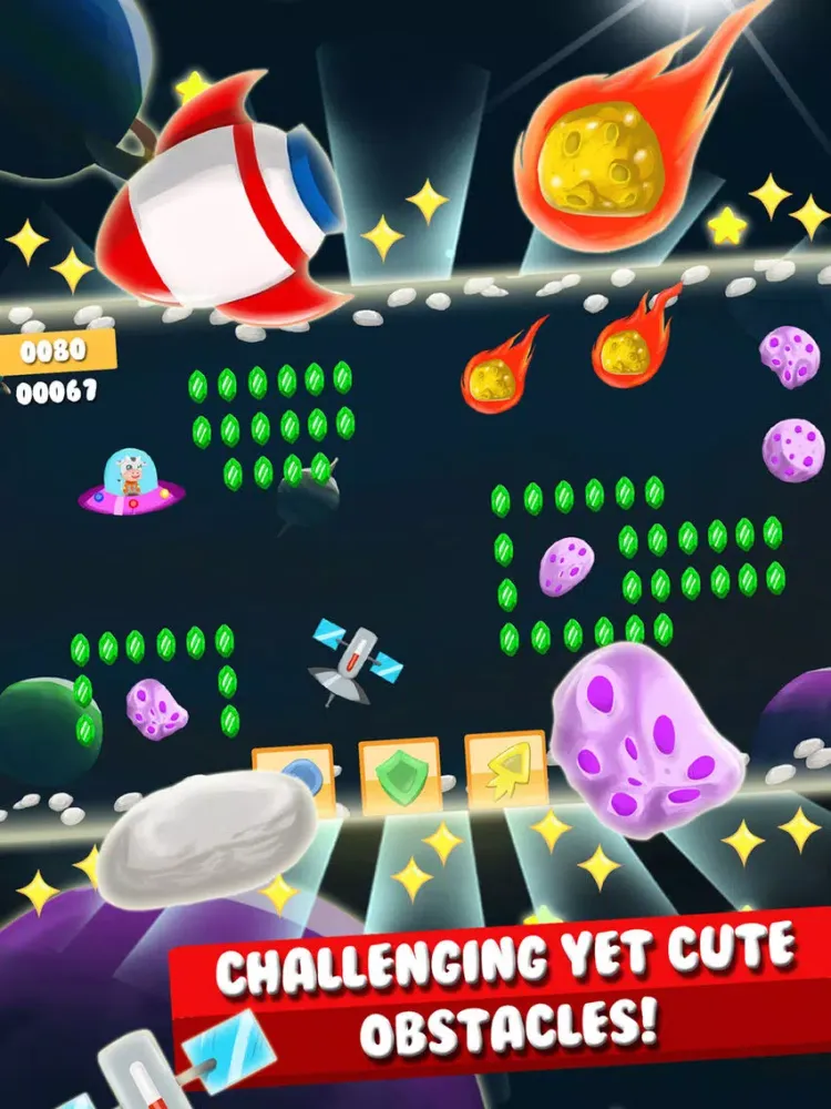 Zrzuty ekranu Super Space Cow - Hardest & Funniest 2D Cow Asteroid Escape through Space & Time - Escape with Startfighter or Perish with the Deathstar iPad 
