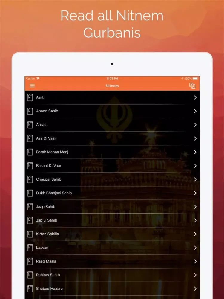 Ảnh chụp màn hình của Sikh World PRO iPad 