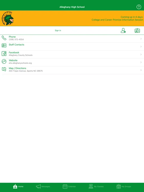 Alleghany High School iPad  Screenshots
