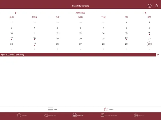 Ảnh chụp màn hình của Cass City Schools iPad 