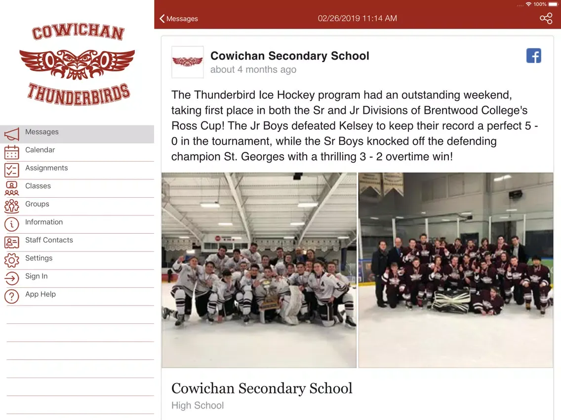 Cowichan T-Birds iPad  スクリーンショット