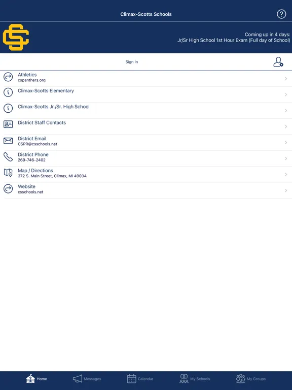 Capturas de pantalla de Climax-Scotts Schools iPad 