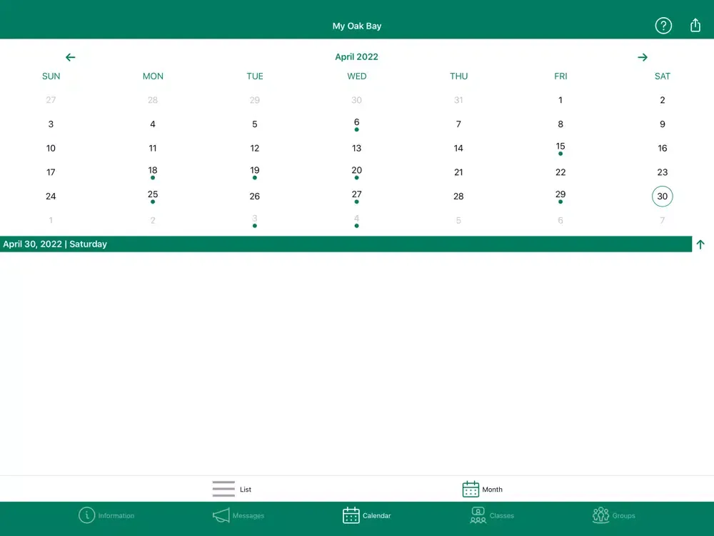 Ảnh chụp màn hình của My Oak Bay iPad 