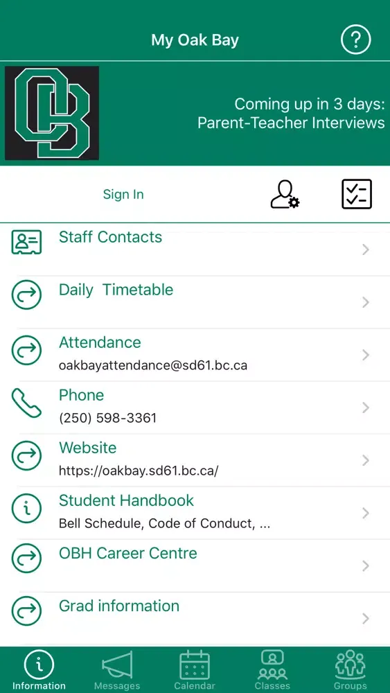 Ảnh chụp màn hình của My Oak Bay