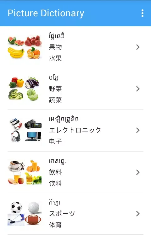 Picture Dictionary KH-JA-CN Screenshots