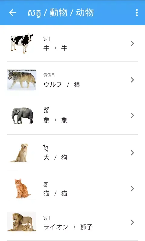 Picture Dictionary KH-JA-CN Screenshots