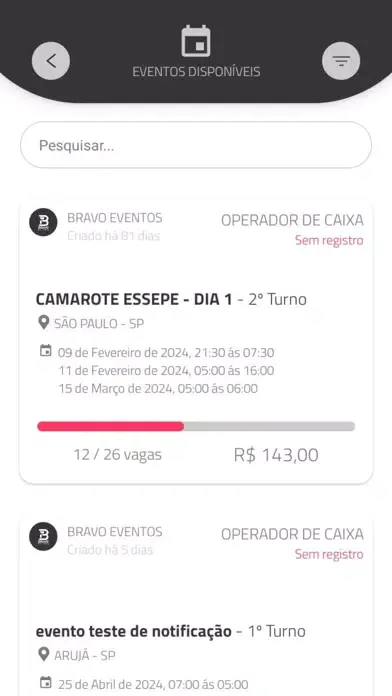Capturas de pantalla de Bravo Eventos