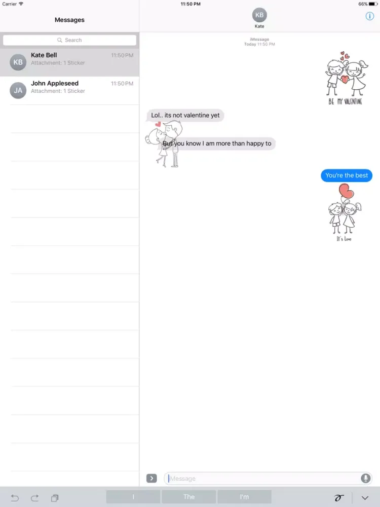 Cute Couple Stickers iPad 應用截圖