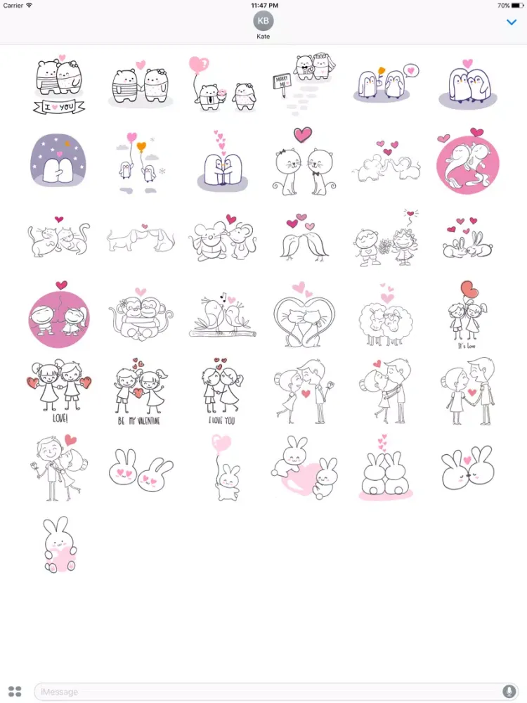 Cute Couple Stickers iPad 應用截圖