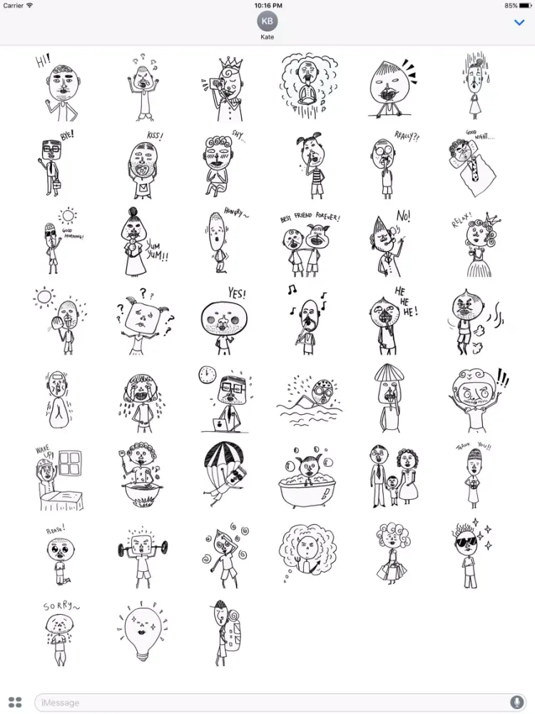 Hand Drawn Weird Human Sticker Pack for iMessage iPad  スクリーンショット