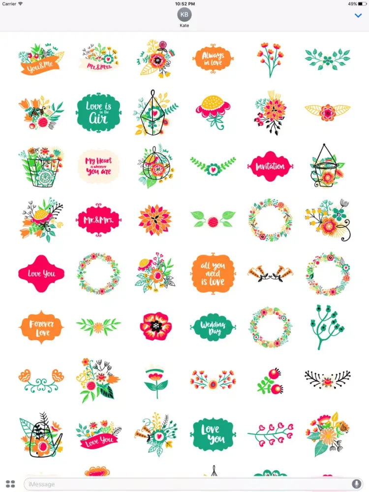 Love Romantic Sticker Pack iPad 应用截图