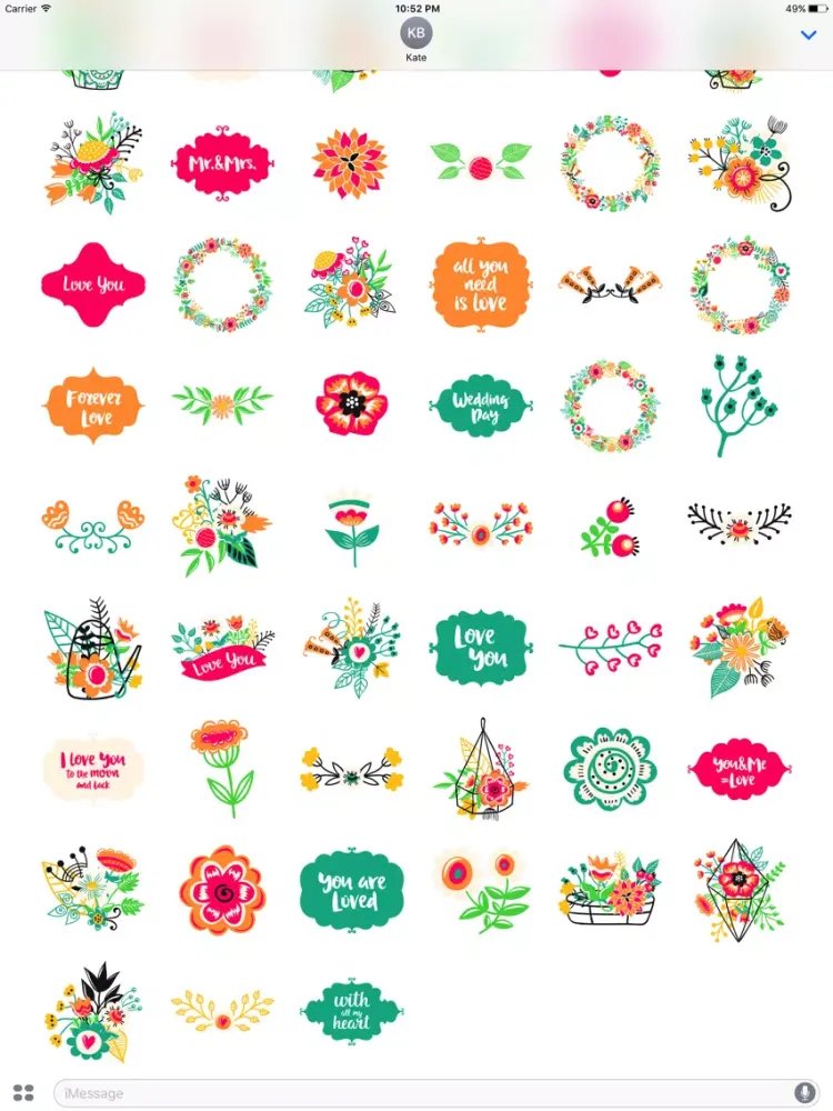 Love Romantic Sticker Pack iPad 应用截图