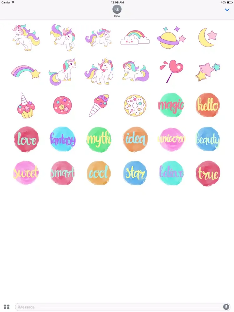 Pastel UNICORN Words Stickers iPad 应用截图