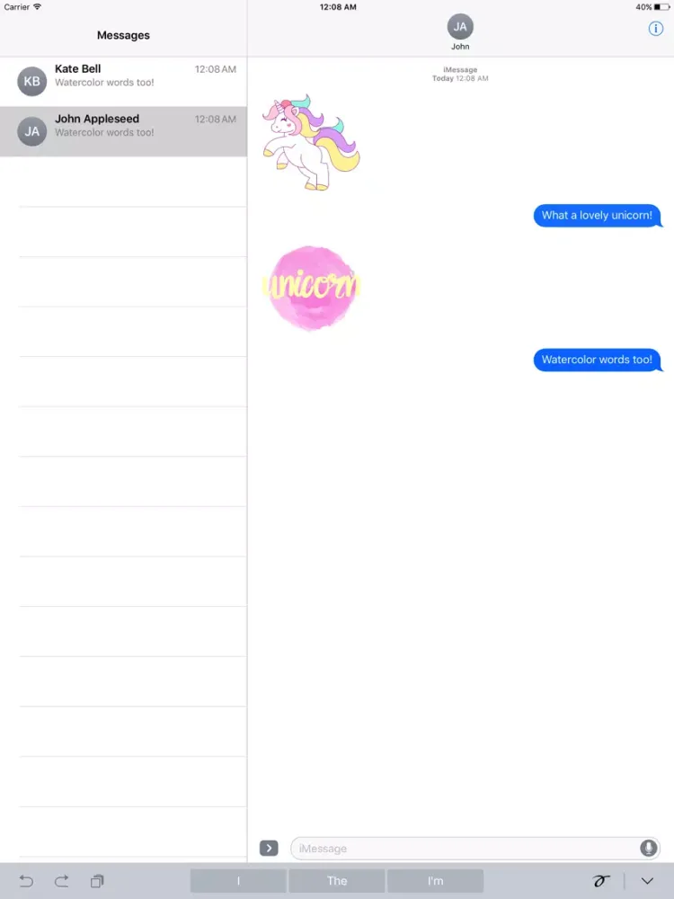 Pastel UNICORN Words Stickers iPad 应用截图