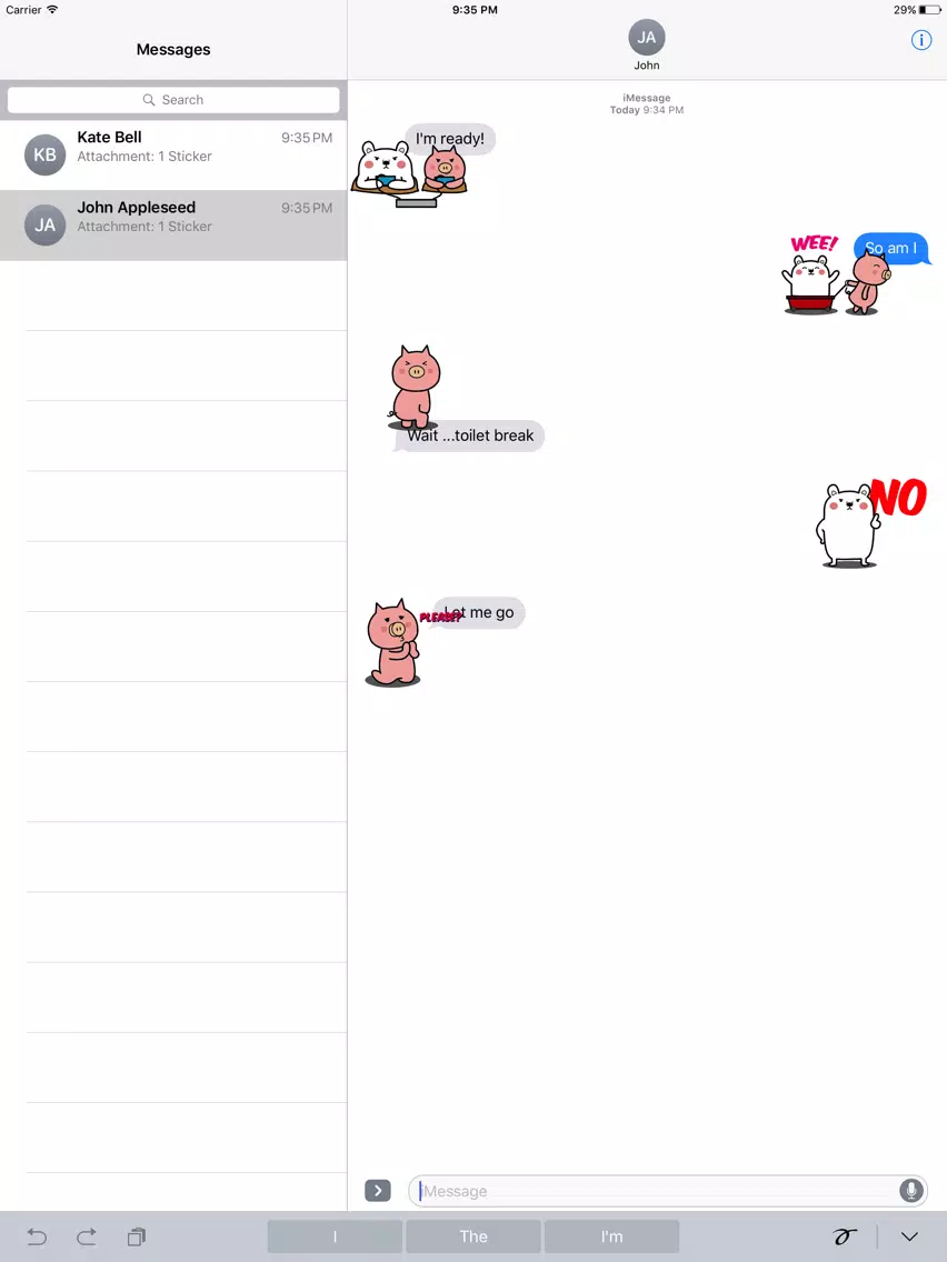 Animated PIg and BEAr Stickers iPad  Screenshots