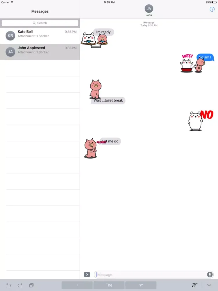Animated PIg and BEAr Stickers iPad 应用截图