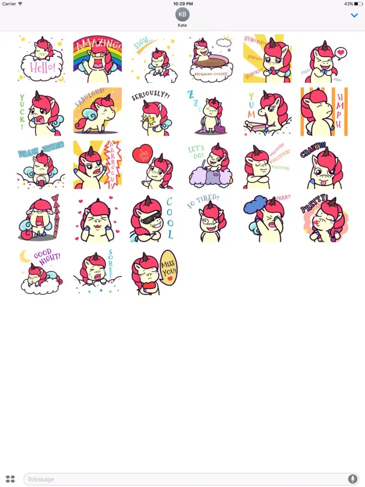 Скриншоты Animated Pink Unicorn Stickers iPad 