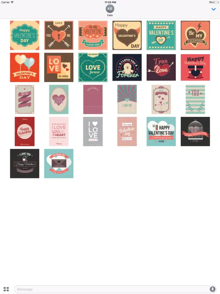 Tangkapan skrin Animated Retro Valentine's Day Stickers iPad 