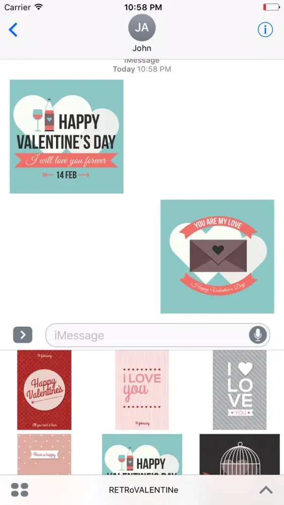 Tangkapan skrin Animated Retro Valentine's Day Stickers