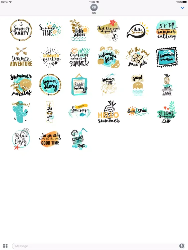 Capturas de tela do Animated Summer Quote Stickers iPad 