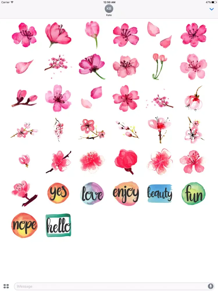 Watercolor Cherry Blossom Sticker Pack iPad 应用截图