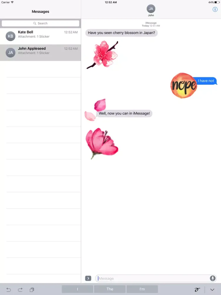 Watercolor Cherry Blossom Sticker Pack iPad 应用截图