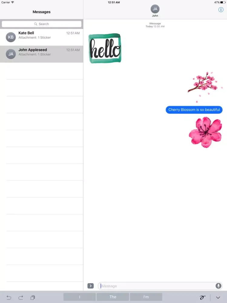 Watercolor Cherry Blossom Sticker Pack iPad 应用截图