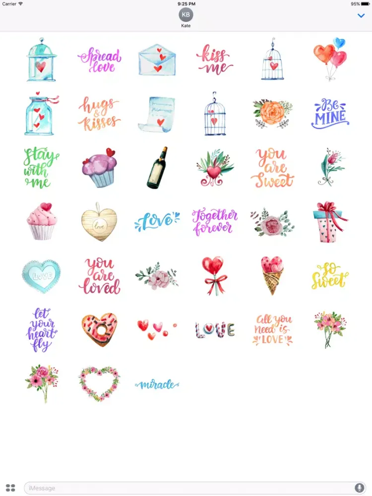 Captures d'écran de Watercolor Love, Gifts & Quotes Stickers iPad 