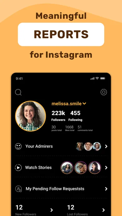 Zrzuty ekranu UNFO: Reports for Instagram