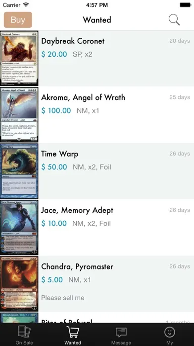 Скриншоты MTG NearBuy