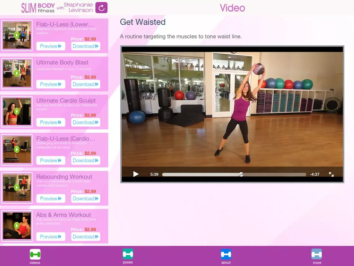 Tangkapan layar Slim Body Fitness with Stephanie Levinson iPad 