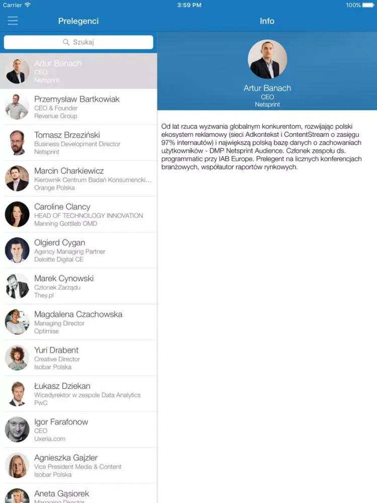 Capturas de tela do IAB Forum 2016 iPad 