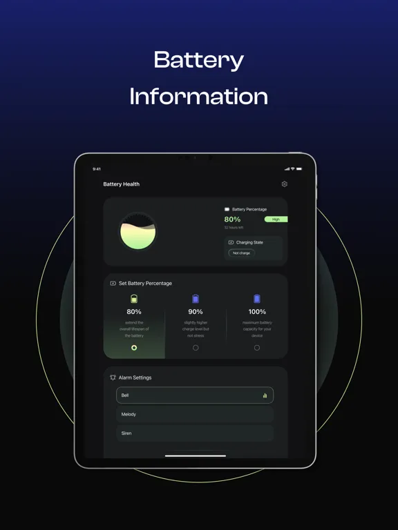 Tangkapan skrin Battery 100% Alarm iPad 