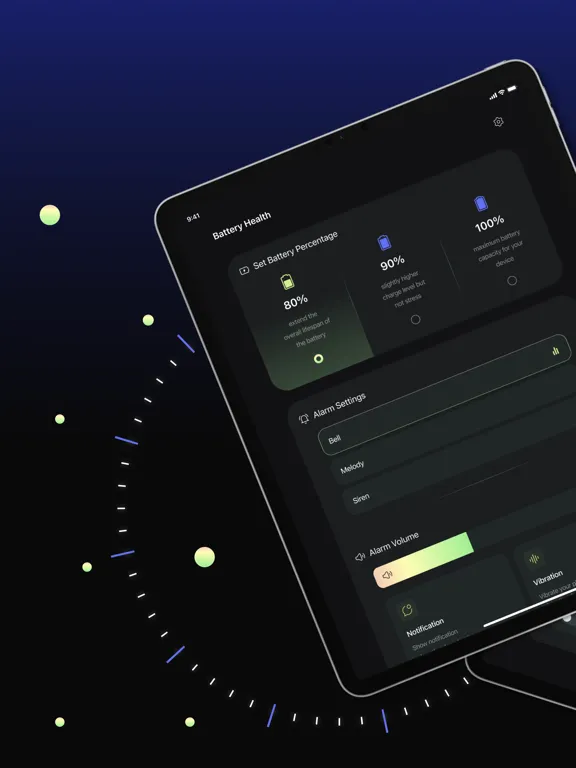 Tangkapan skrin Battery 100% Alarm iPad 