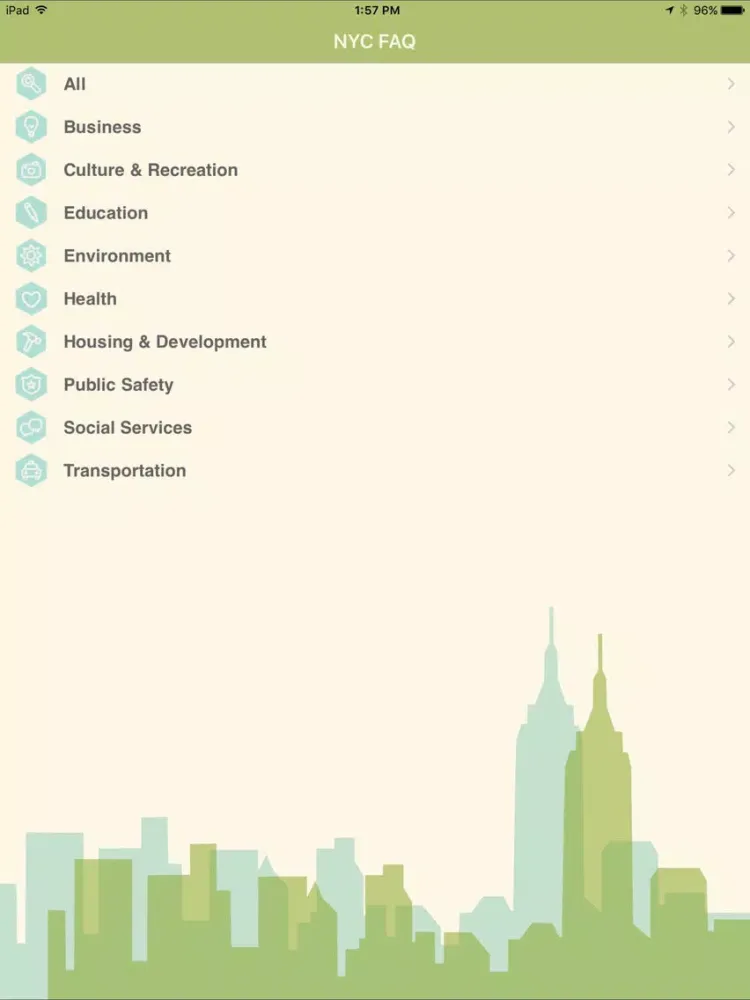 NYC FAQ iPad  스크린샷