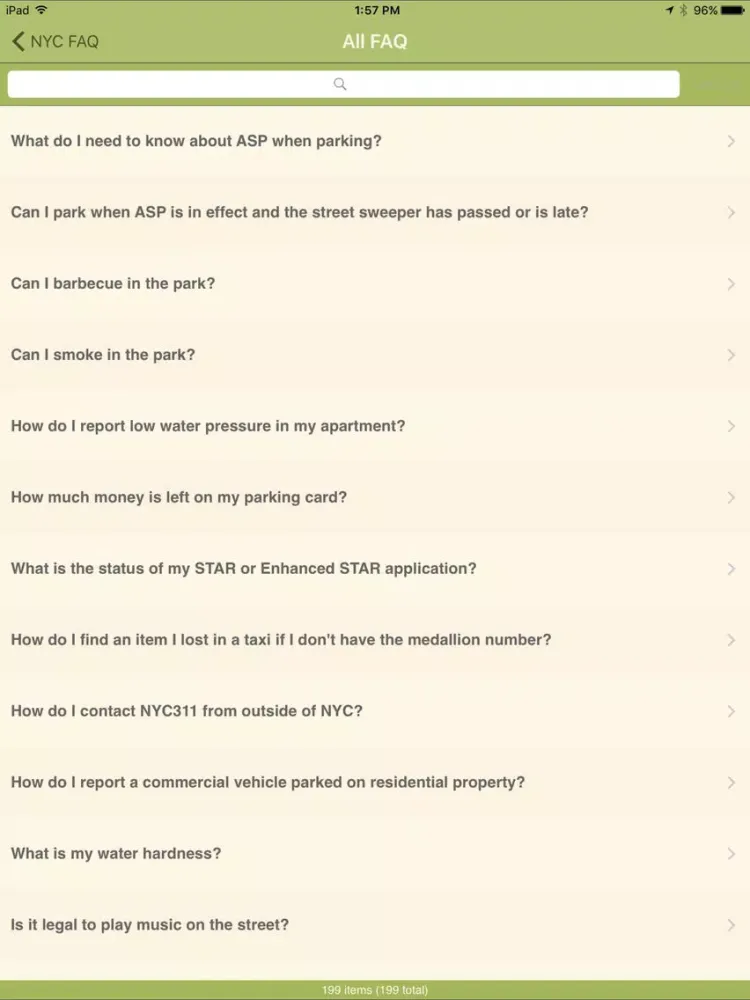 NYC FAQ iPad  스크린샷