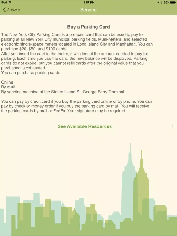 NYC FAQ iPad  스크린샷