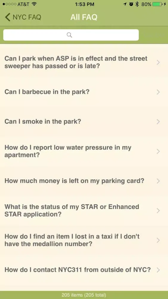 NYC FAQ 스크린샷