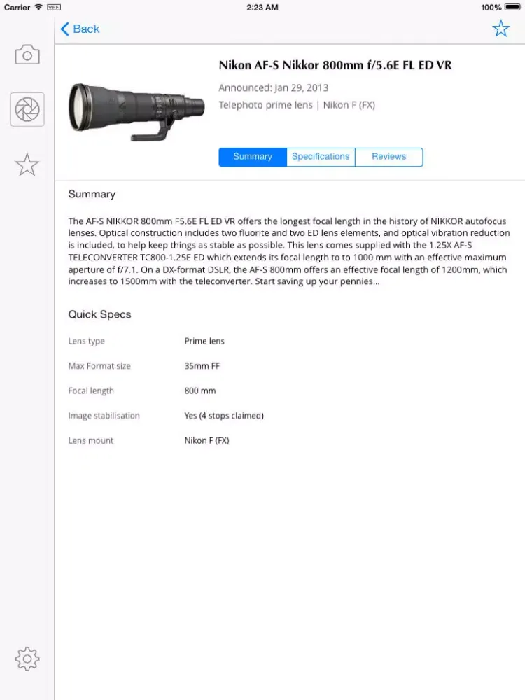 Ảnh chụp màn hình của Nikon Camera Bible - The Ultimate DSLR & Lens Guide: specifications, reviews and more iPad 