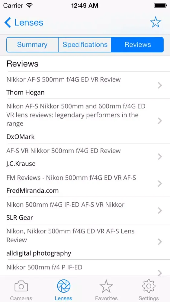 Ảnh chụp màn hình của Nikon Camera Bible - The Ultimate DSLR & Lens Guide: specifications, reviews and more