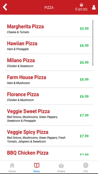Tangkapan skrin iPizza Warrington