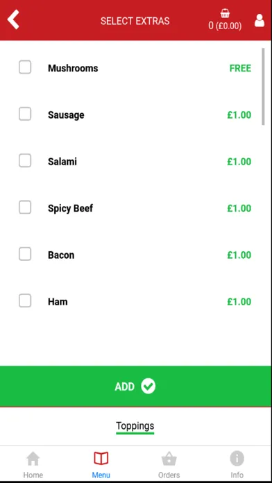 Tangkapan skrin iPizza Warrington