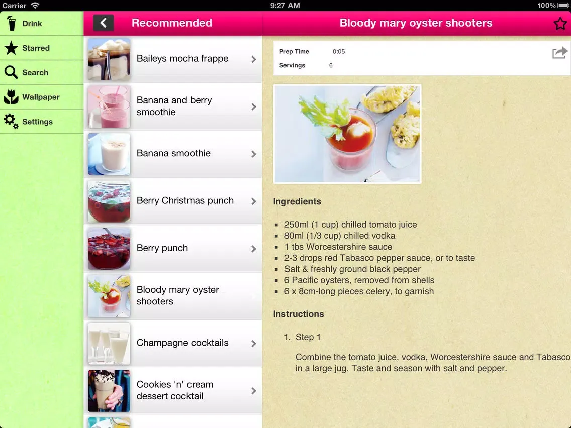 Drink Recipes Free iPad  Ekran Görüntüleri