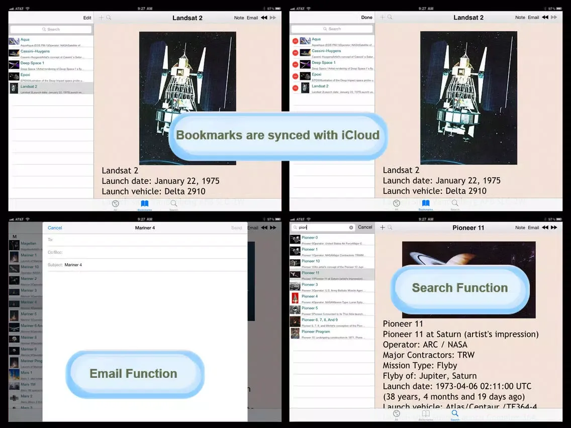 Tangkapan layar Rockets Encyclopedia iPad 
