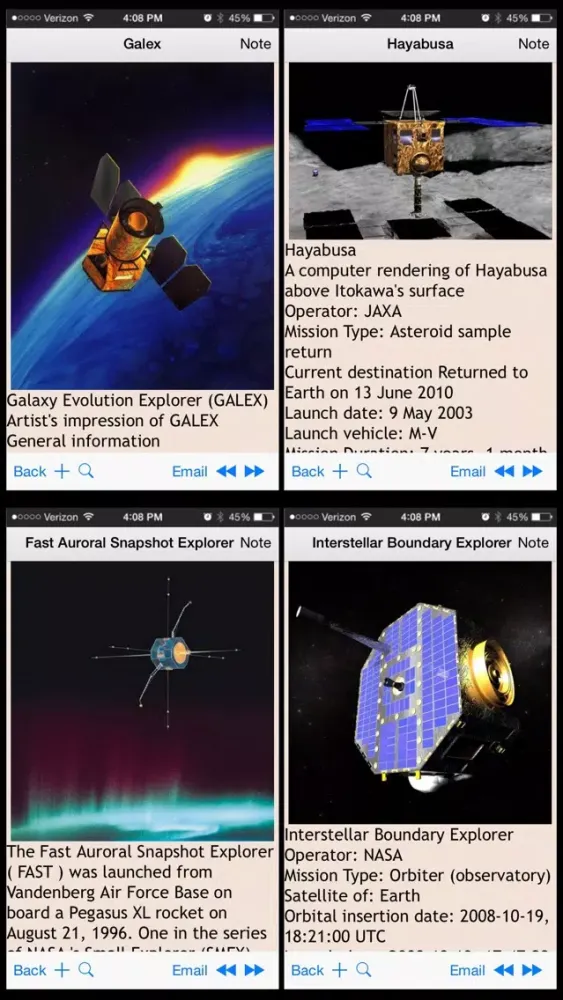 Tangkapan layar Rockets Encyclopedia