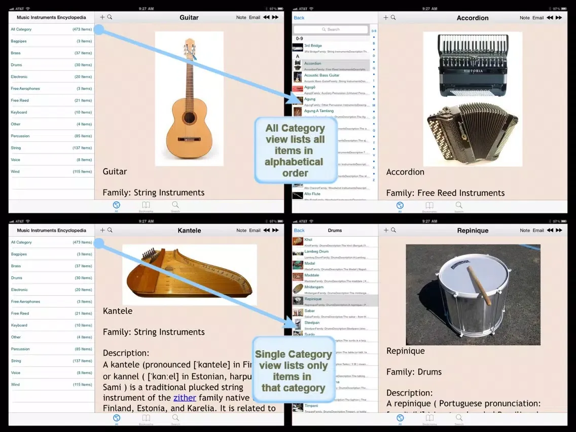 Music Instruments Encyclopedia iPad  سکرین شاٹس