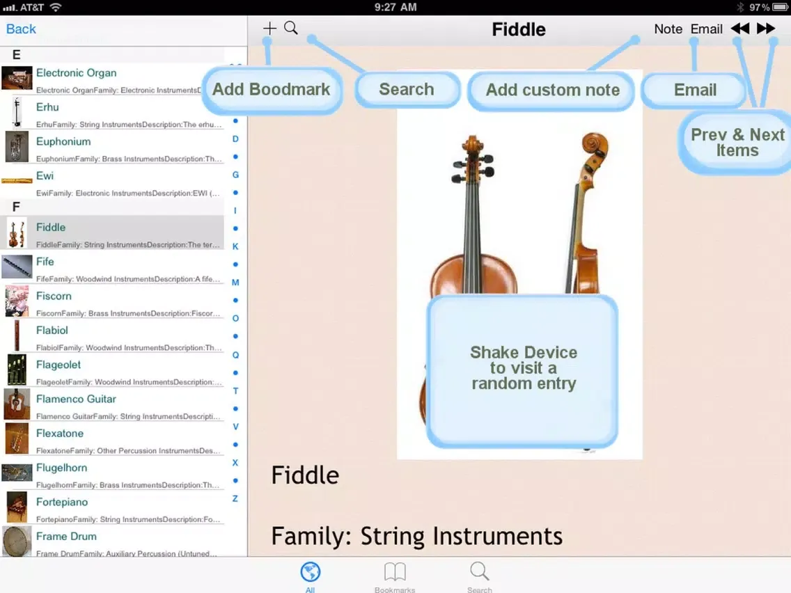 Music Instruments Encyclopedia iPad  سکرین شاٹس
